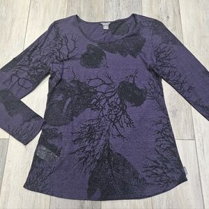 Eddie Bauer Crewneck Semi Sheer Long Sleeve Tee Shirt Purple Women's Medium